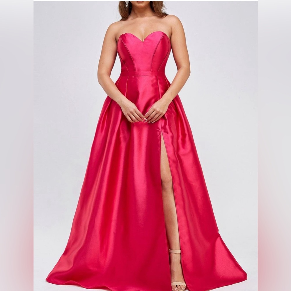 Gorgeous pink formal gown with front slip